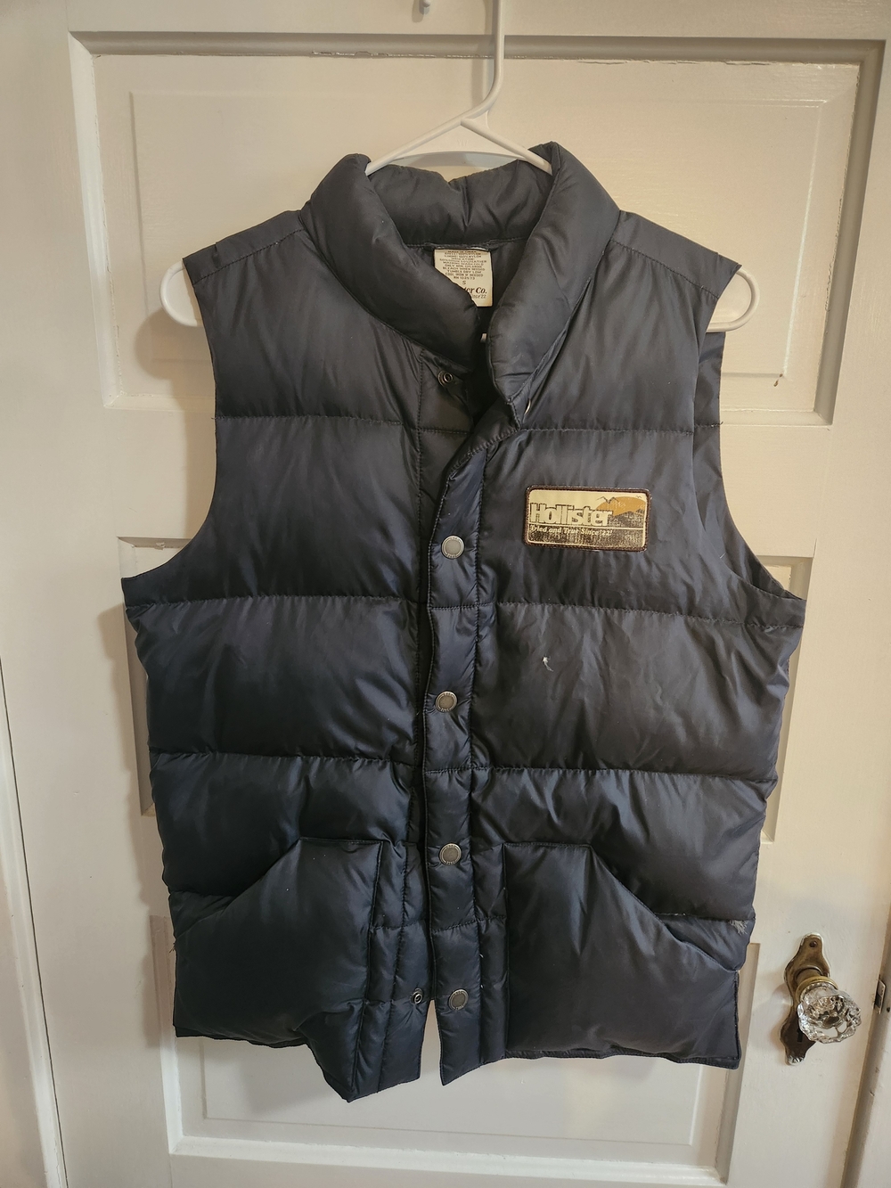 Hollister Co. Vintage Y2K Down Puffer Vest Navy Blue Size S Logo Patch